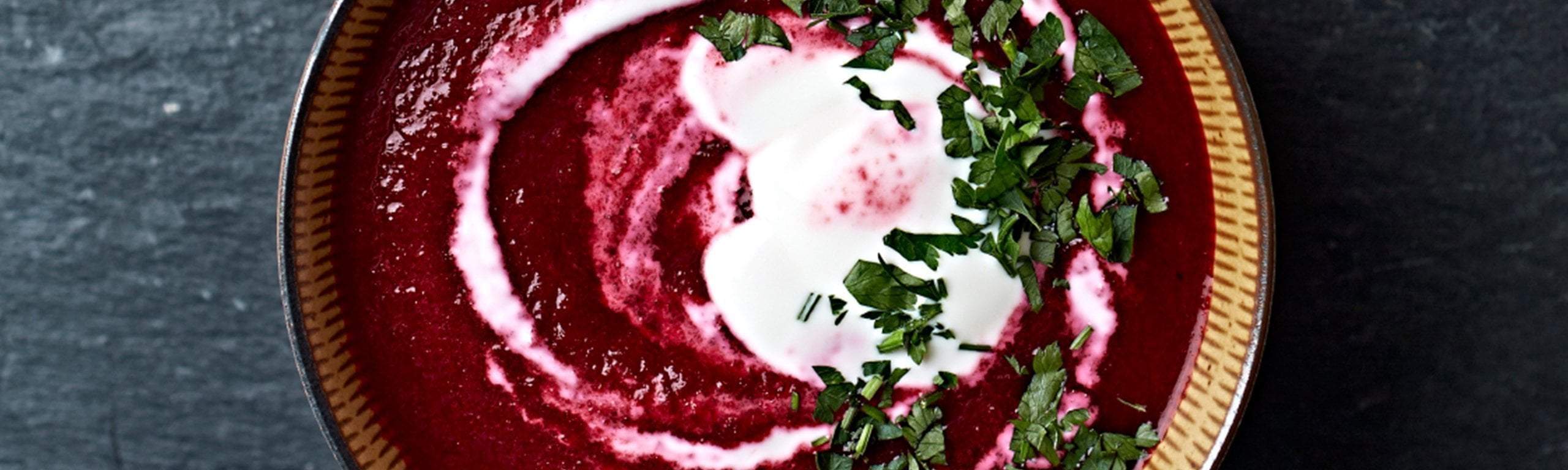 Warming beetroot, orange & ginger soup