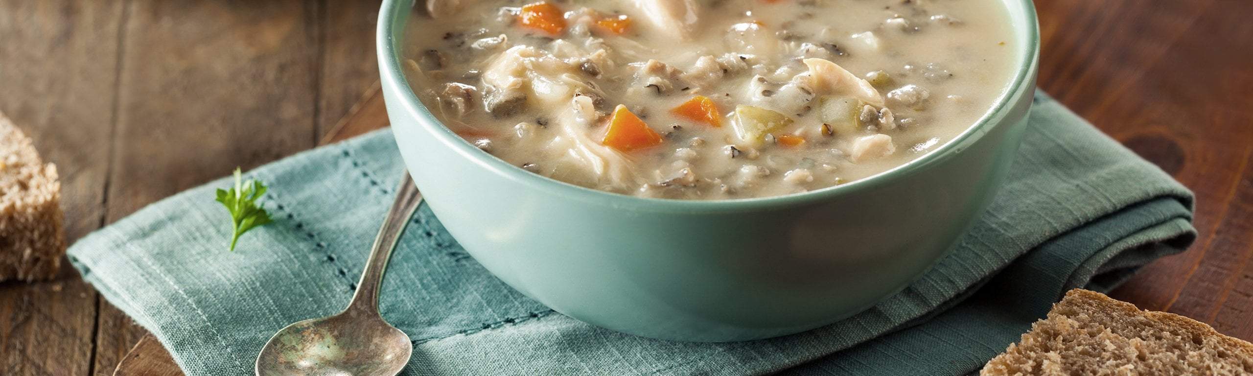 Healing turkey, wild rice & herb soup