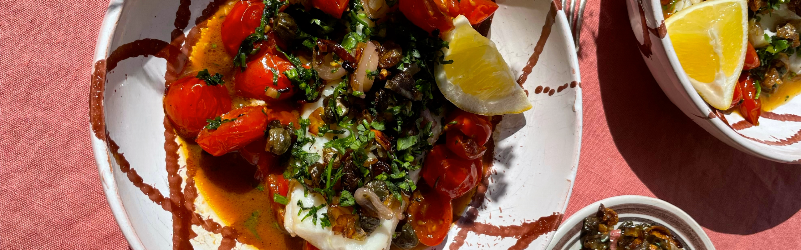 Mediterranean cod with roasted tomatoes