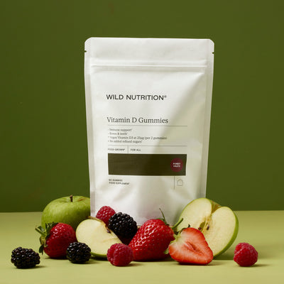 Food-Grown® Vitamin D Gummies packed with whole fruit for immune support and healthy bones, muscles, and teeth.
