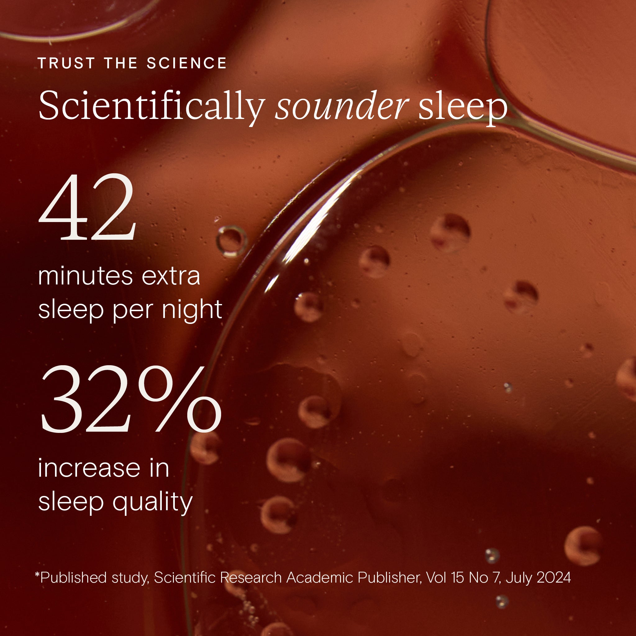 Scientific benefits of Wild Nutrition Beauty Sleep Duo stating 42 minutes extra sleep and 32% improved sleep quality, based on published research