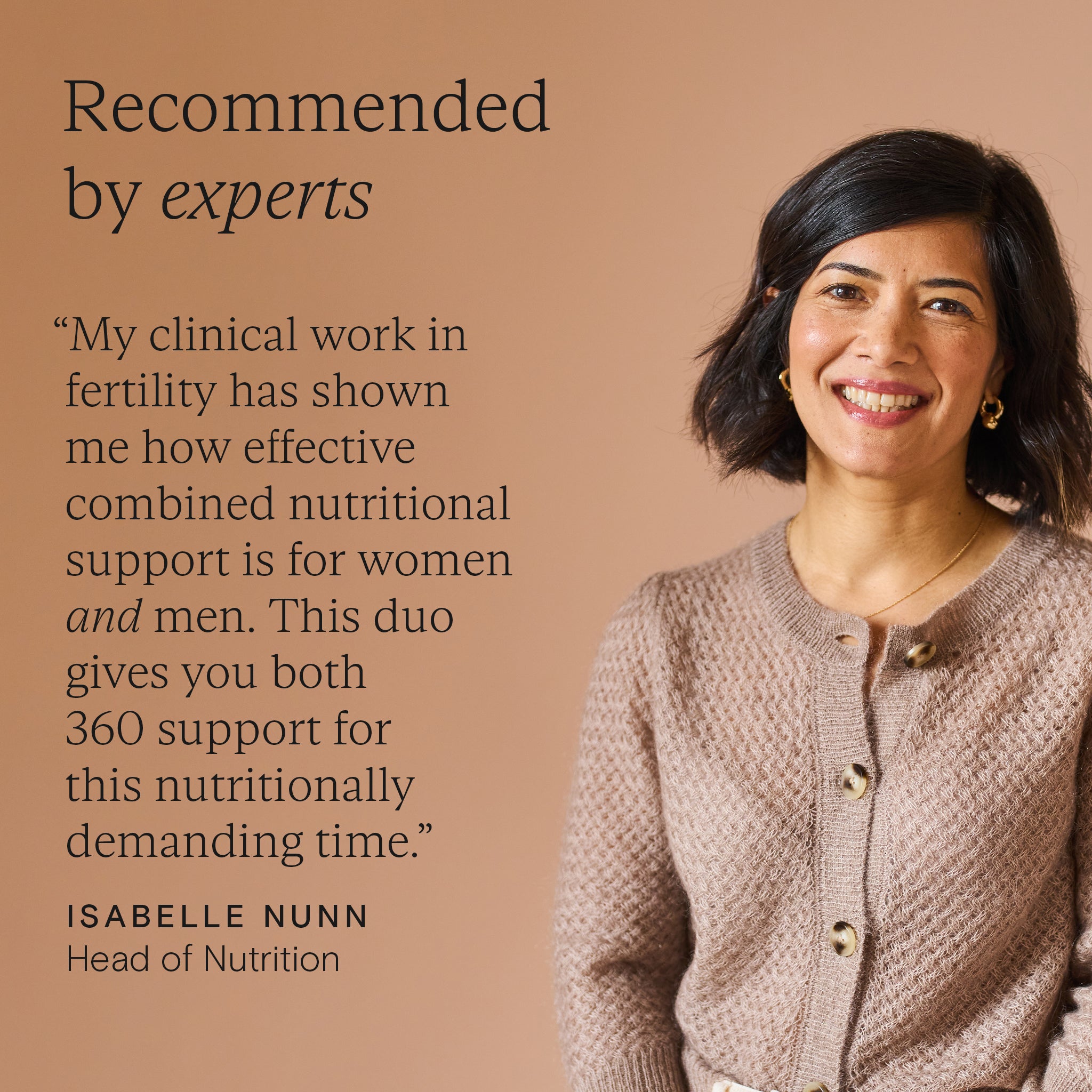 Isabelle Nunn, Head of Nutrition at Wild Nutrition, recommends combined fertility support supplements for women and men