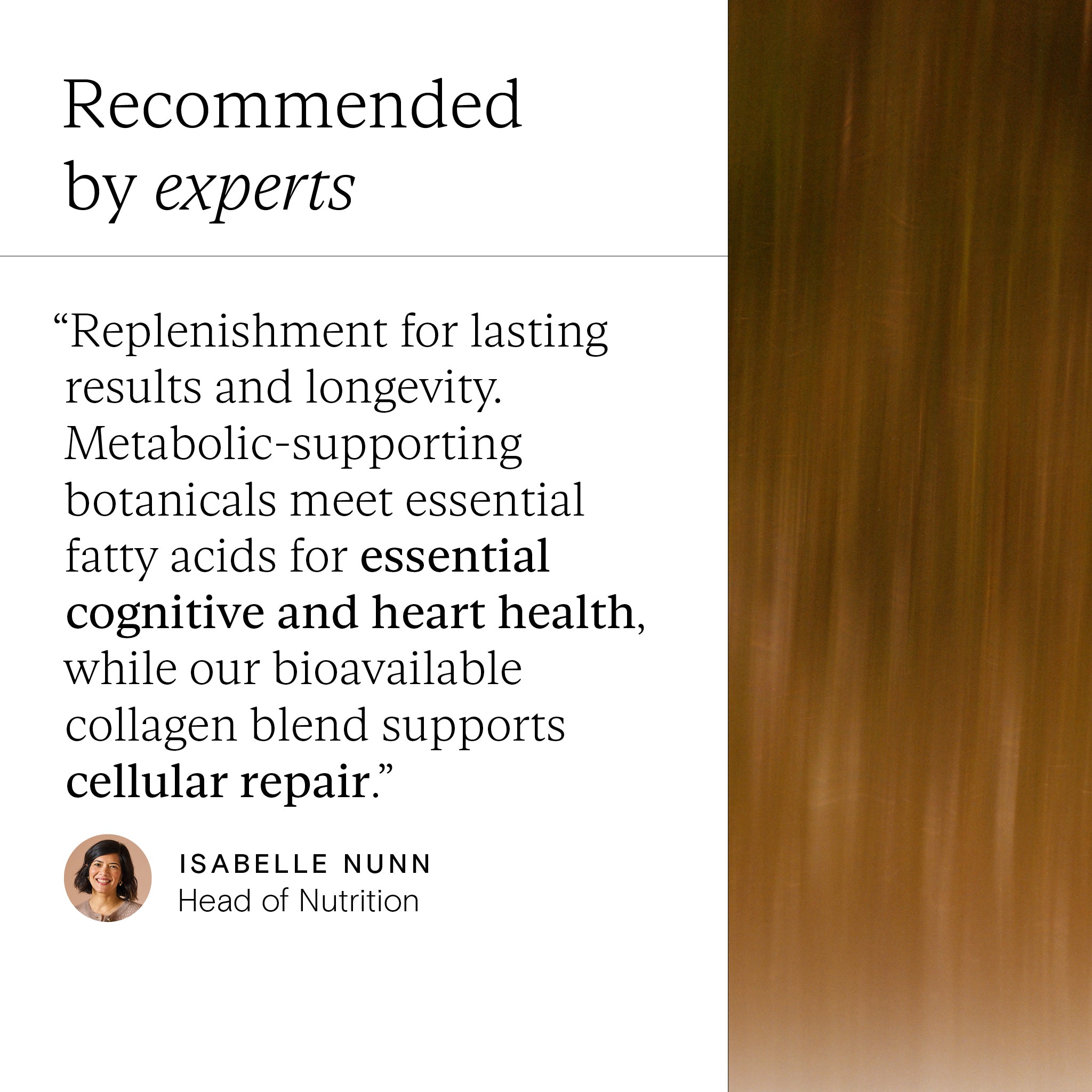 Text on a white background with a brown gradient, featuring a quote about replenishment and health benefits.