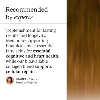 Text on a white background with a brown gradient, featuring a quote about replenishment and health benefits.