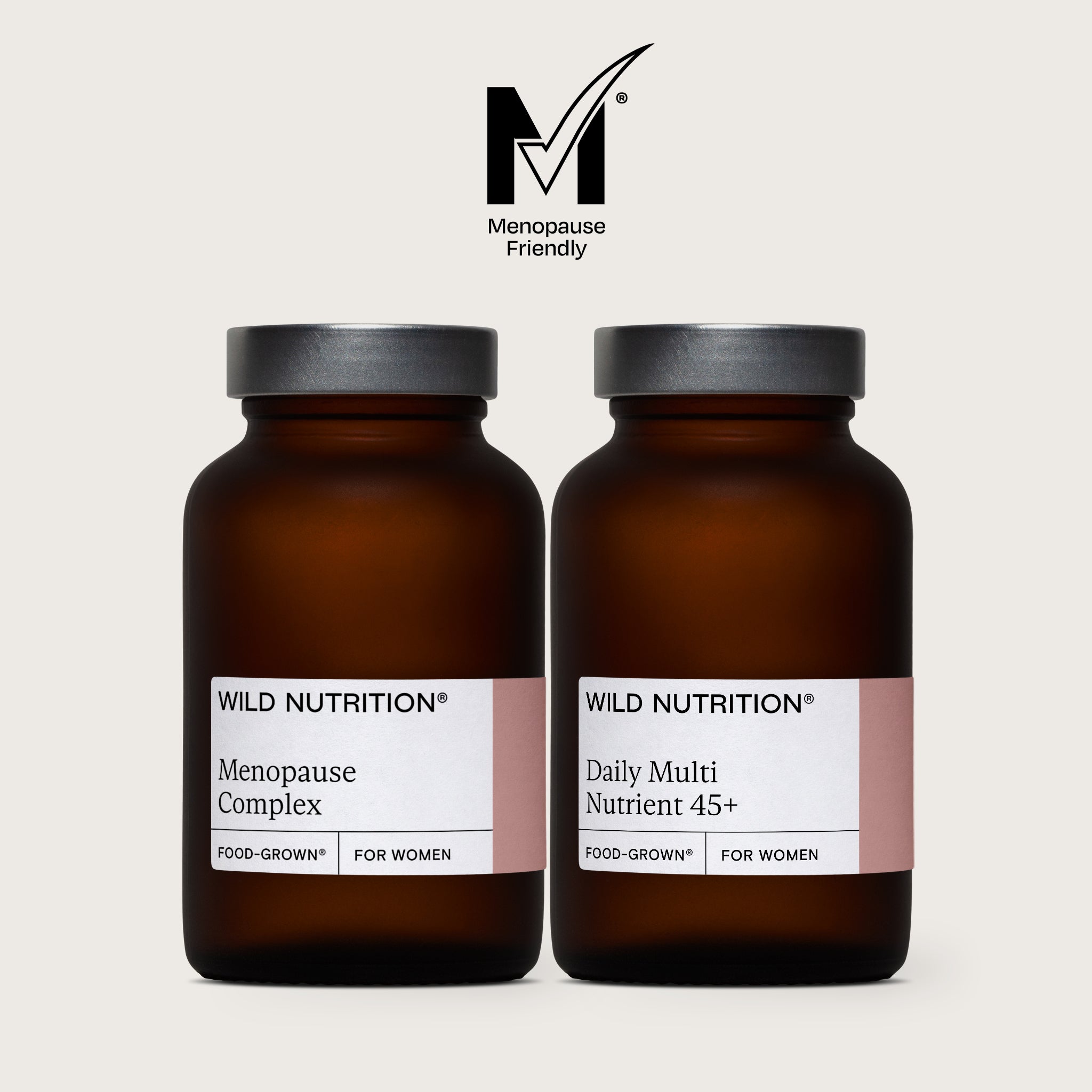 Wild Nutrition Food-Grown supplements displayed on light grey background with Wild Nutrition logo above