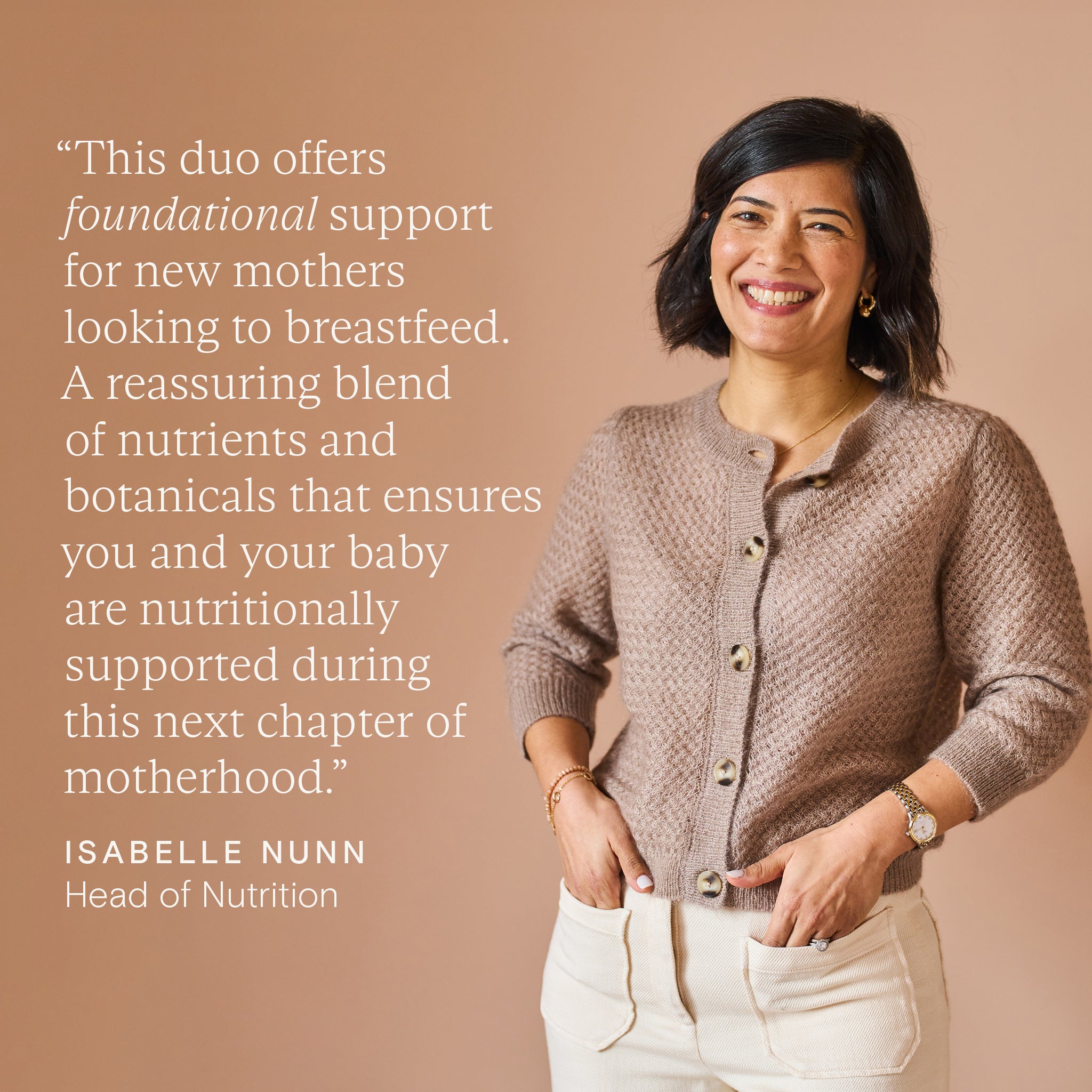 Isabelle Nunn, Head of Nutrition, discussing the Breastfeeding Support Duo for new mothers.