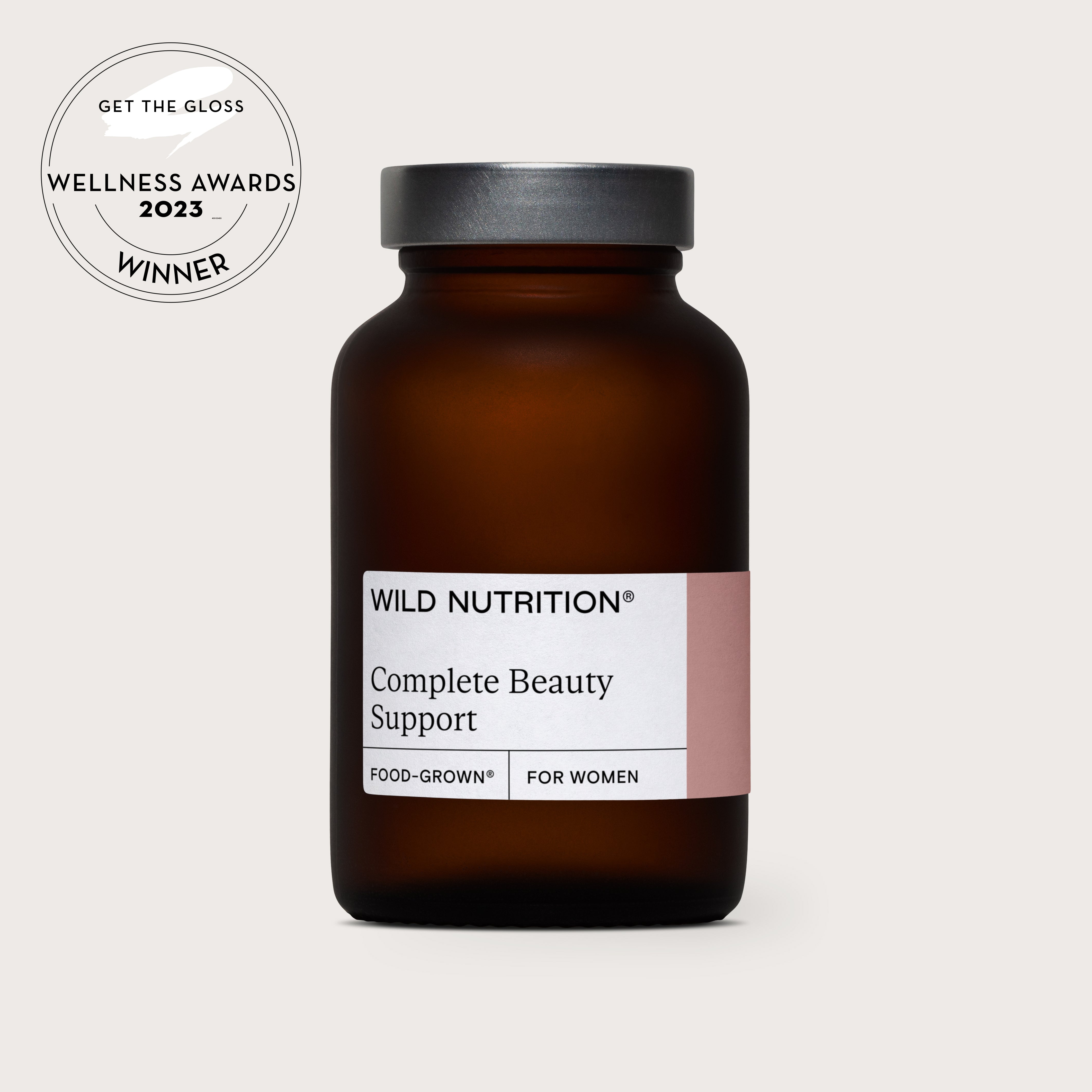 Wild Nutrition Food-Grown® Complete Beauty Support supplement for women, awarded in Wellness Awards 2023.