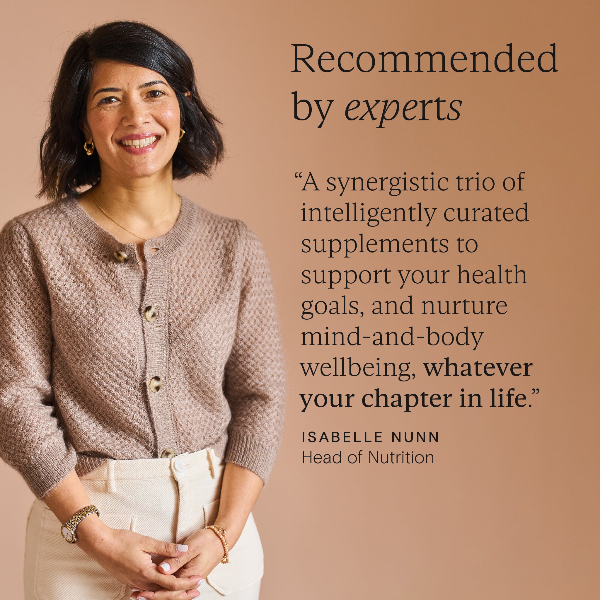 Nutritionist Isabelle Nunn endorsing Wild Nutrition Daily Essentials for Women as a synergistic trio for health and wellbeing.