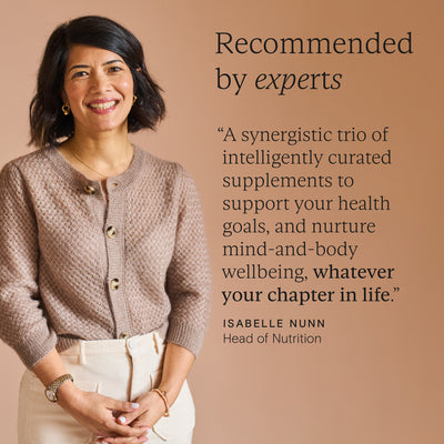 Nutritionist Isabelle Nunn endorsing Wild Nutrition Daily Essentials for Women as a synergistic trio for health and wellbeing.