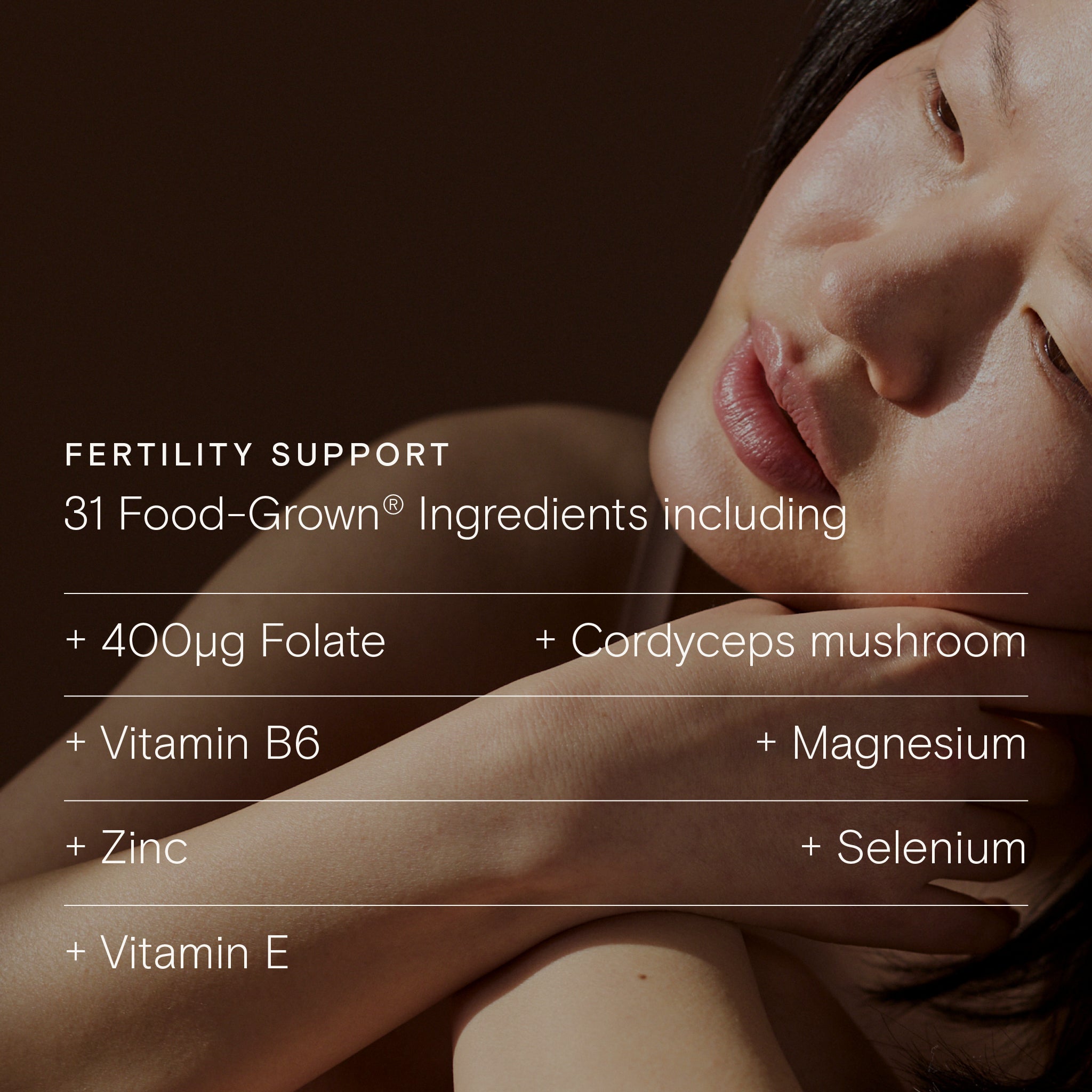 Women's Fertility Duo with 31 Food-Grown® ingredients including Folate, Cordyceps mushroom, and essential vitamins.