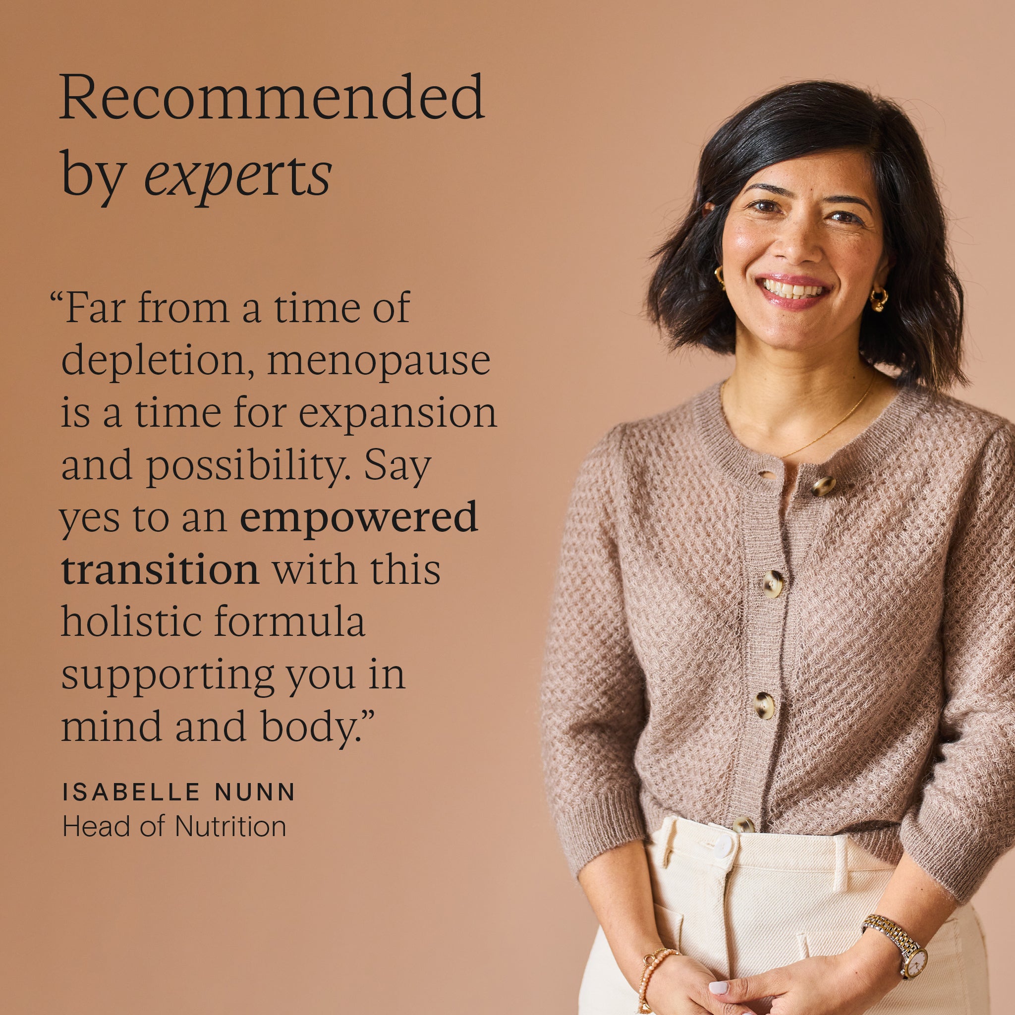 Expert recommendation on empowered transition during perimenopause by Isabelle Nunn, Head of Nutrition