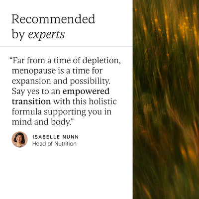 Inspirational menopause quote about women’s wisdom on blurred abstract background