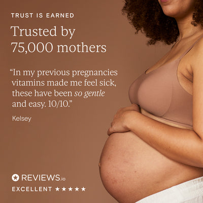Trust badge for breastfeeding supplements, featuring a testimonial from a satisfied mother.
