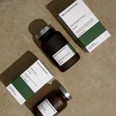 Healthy Heart Duo by Wild Nutrition featuring Omega 3 and Magnesium supplements for cardiovascular support.