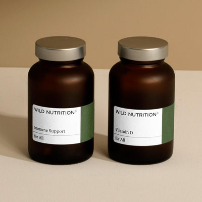 Wild Nutrition Immune Support Duo: vitamin D and immune support for comprehensive nutritional health.