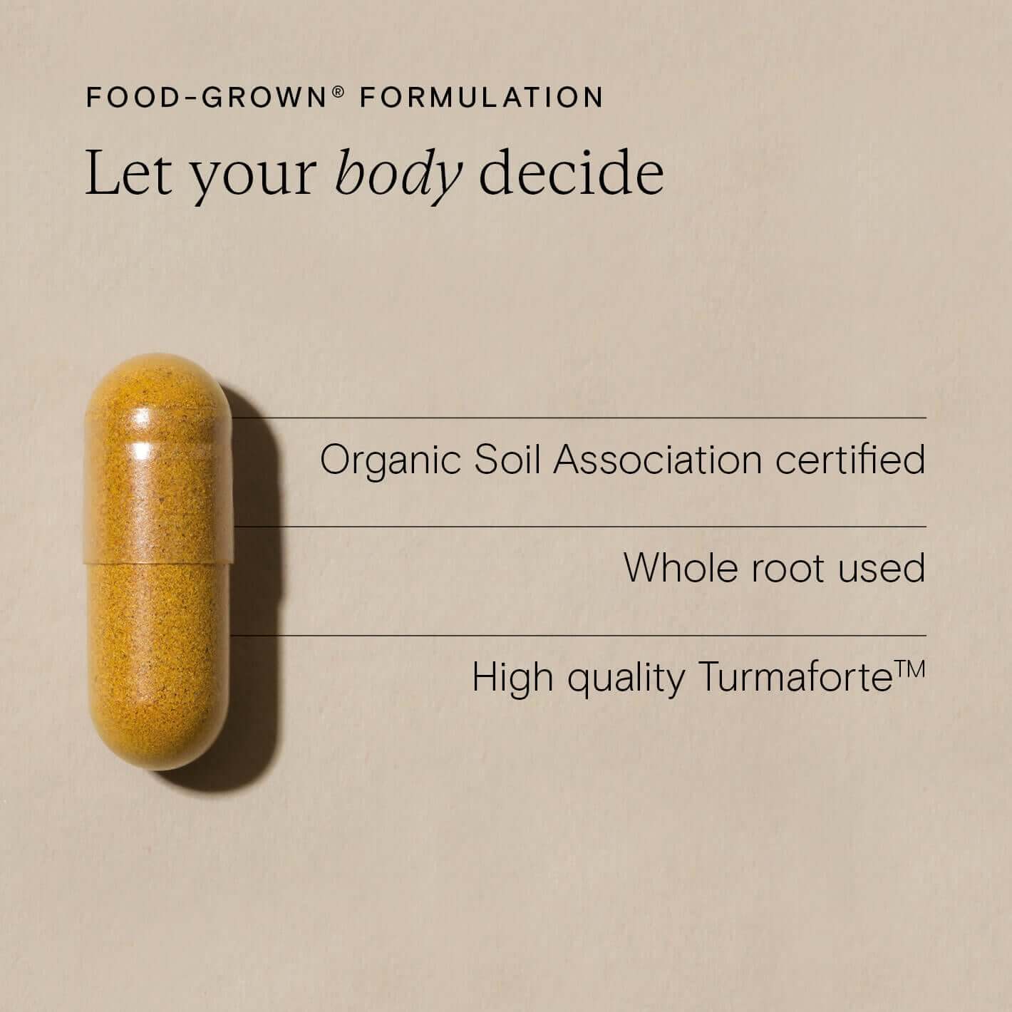 Organic turmeric capsule Soil Association certified whole root TurmaForte high quality