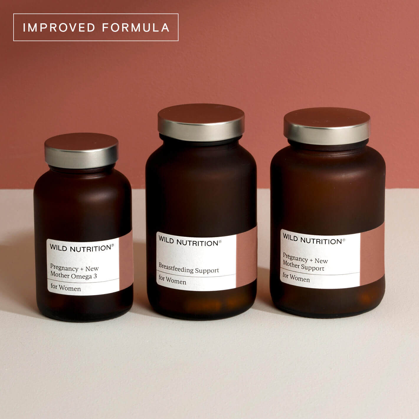 Breastfeeding Support Trio including supplements for women: Pregnancy + New Mother Omega, Breastfeeding Support, New Mother Support.