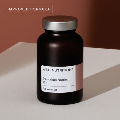 Wild Nutrition Daily Multi Nutrient 45+ for women, enhanced formula for menopause support.