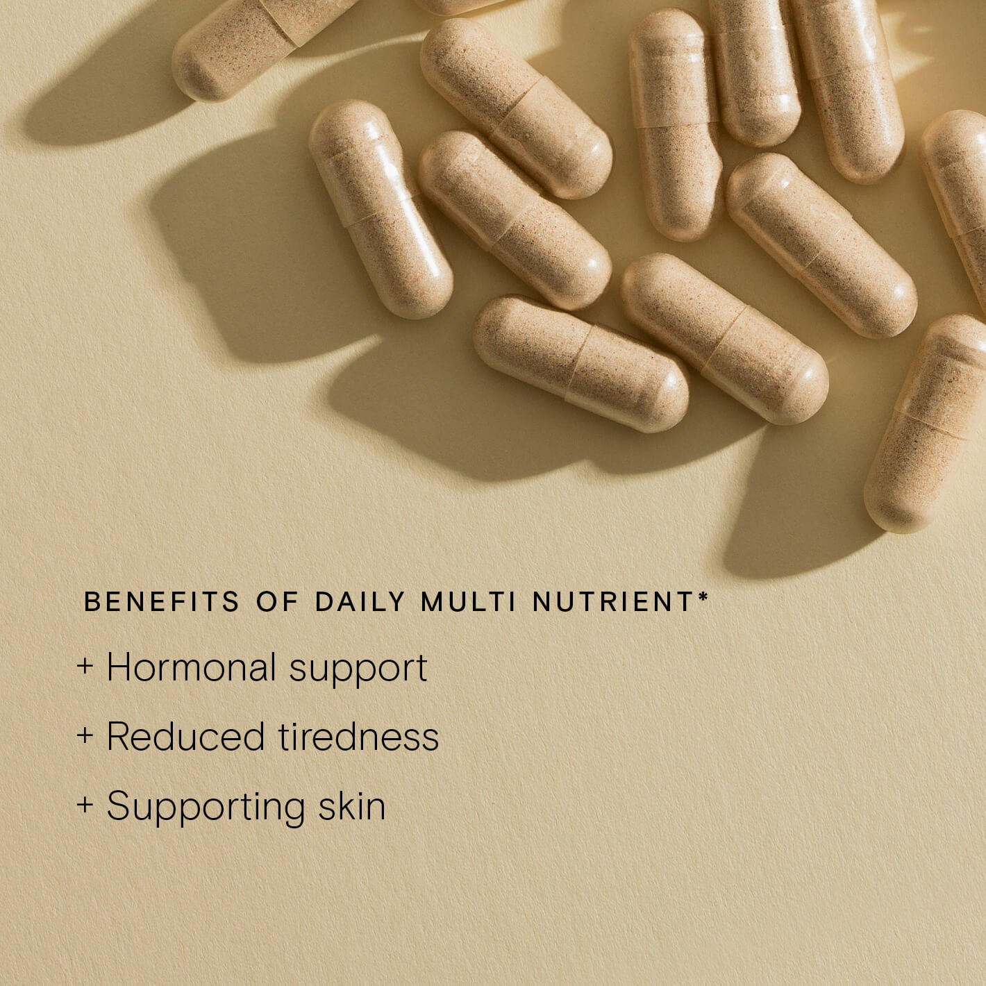Daily Multi Nutrient capsules promoting hormonal support, energy, and skin health for teen girls.